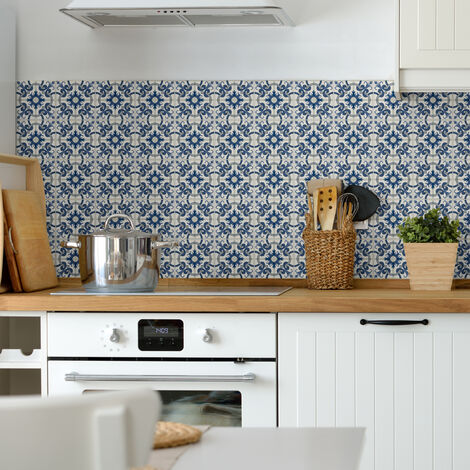 Sticker Mural Carrelage adhésif Cuisine Salle de Bain - 30 STICKERS CARREAUX DE CIMENT AZULEJOS ROSA - 30stickers10x10cm (1/5)