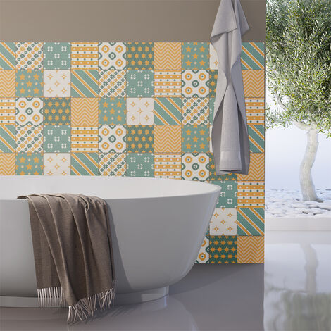 Sticker Mural Carrelage adhésif Cuisine Salle de Bain - 9 STICKERS CARRELAGES SCANDINAVE BIRGHIR - 9stickers10x10cm (1/5)