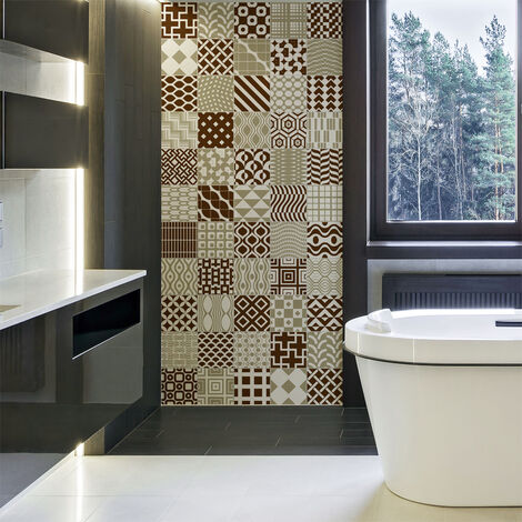 Sticker Mural Carrelage adhésif Cuisine Salle de Bain - 60 STICKERS CARRELAGES SCANDINAVE DRAKKAR - 60stickers10x10cm (1/5)