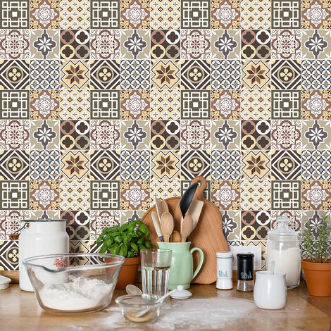 Stickers muraux - Sticker Mural Carrelage adhésif Cuisine Salle de Bain - 9 STICKERS CARRELAGES SARIOTHA - 9stickers15x15cm (1/5)