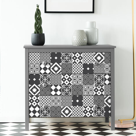 Stickers adhésif décoration Meuble - 60 STICKERS CARREAUX DE CIMENT MEUBLE AUTHENTIQUES VOGIA - 60stickers10x10cm (1/5)