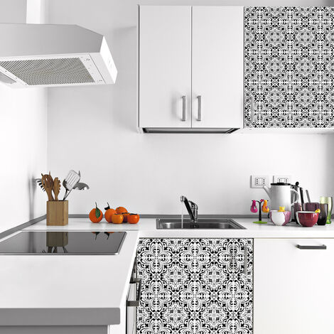 Sticker Mural Carrelage adhésif Cuisine Salle de Bain - 60 STICKERS CARREAUX DE CIMENT MEUBLE ORTIZ - 60stickers10x10cm (1/5)