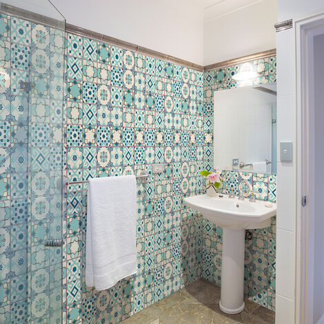 Sticker Mural Carrelage adhésif Cuisine Salle de Bain - 60 STICKERS CARRELAGES AZULEJOS VINCIANO - 60stickers20x20cm (1/5)