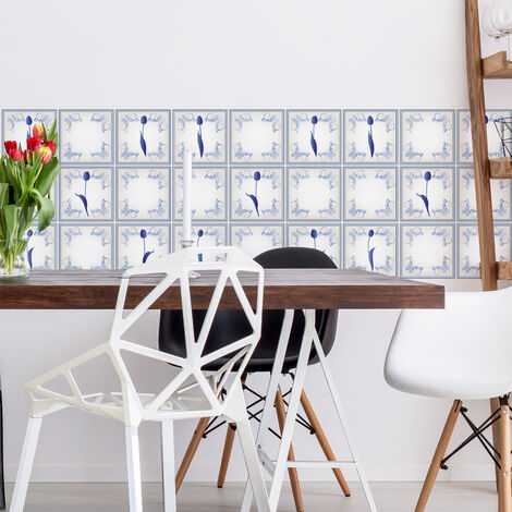 Stickers muraux - Sticker Mural Carrelage adhésif Cuisine Salle de Bain - 9 STICKERS CARRELAGES DELFT WESTLAND - 9stickers10x10cm (1/5)