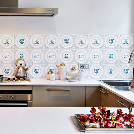 Stickers muraux - Sticker Mural Carrelage adhésif Cuisine Salle de Bain - 9 STICKERS CARRELAGES DELFT SCHIEDAM - 9stickers10x10cm (1/5)