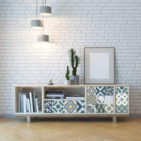 Stickers décoration Meuble - Sticker adhésif Cuisine Salon - 30 STICKERS CARRELAGES MEUBLE MARCUS - 30stickers10x10cm (1/5)