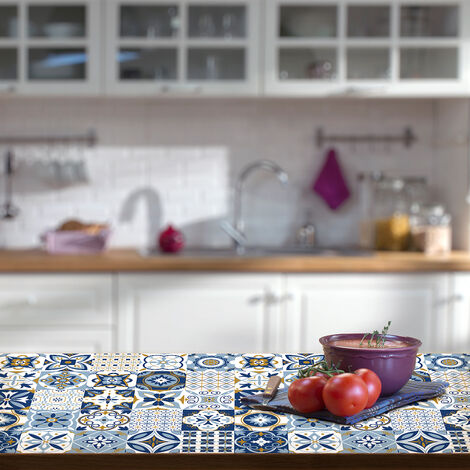 Stickers décoration Meuble - Sticker adhésif Cuisine Salon - 30 STICKERS CARRELAGES MEUBLE ZORA - 30stickers10x10cm (1/5)