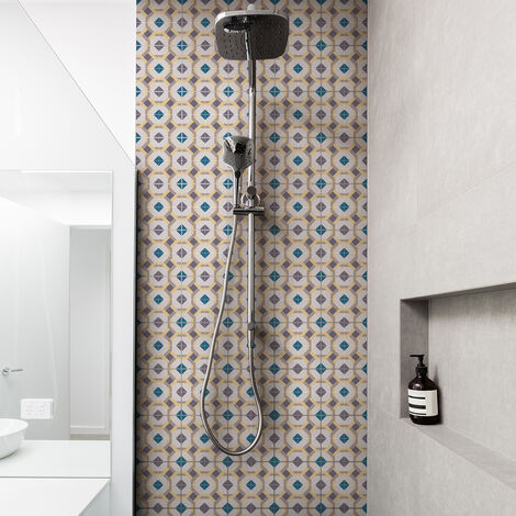 Sticker Mural Carrelage adhésif Cuisine Salle de Bain - 30 STICKERS CARREAUX DE CIMENT AZULEJOS ABRIL - 30stickers10x10cm (1/5)