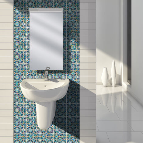 Sticker Mural Carrelage adhésif Cuisine Salle de Bain - 30 STICKERS CARRELAGES AZULEJOS TAEDIO - 30stickers10x10cm (1/5)
