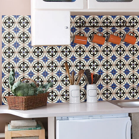 Sticker Mural Carrelage adhésif Cuisine Salle de Bain - 60 STICKERS CARRELAGES AZULEJOS JOAO - 60stickers15x15cm (1/5)