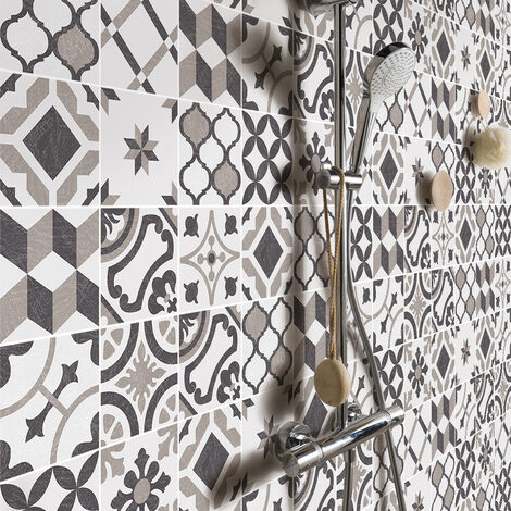 Sticker Mural Carrelage adhésif Cuisine Salle de Bain - 30 STICKERS CARREAUX DE CIMENT AZULEJOS AMBRE - 30stickers15x15cm (1/5)