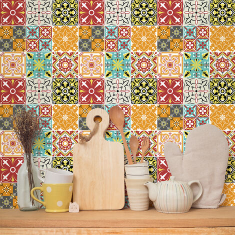Stickers muraux - Sticker Mural Carrelage adhésif Cuisine Salle de Bain - 9 STICKERS CARRELAGES MILINI - 9stickers10x10cm