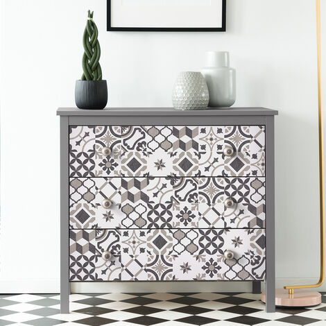 Stickers adhésif décoration Meuble - 60 STICKERS CARREAUX DE CIMENT MEUBLE AUTHENTIQUES CARIONIO - 60stickers10x10cm (1/5)