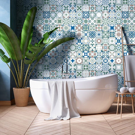 Sticker Mural Carrelage adhésif Cuisine Salle de Bain - 60 STICKERS CARRELAGES AZULEJOS LURIANO - 60stickers15x15cm (1/5)