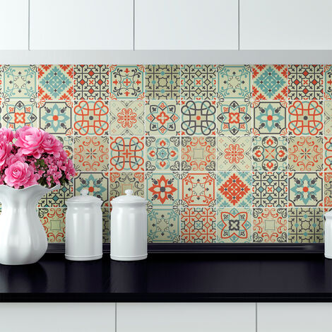 Sticker Mural Carrelage adhésif Cuisine Salle de Bain - 30 STICKERS CARRELAGES AZULEJOS VÉRONE - 30stickers10x10cm (1/5)