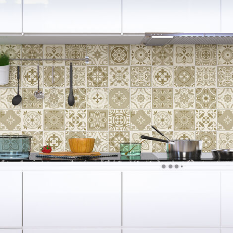 Sticker Mural Carrelage adhésif Cuisine Salle de Bain - 60 STICKERS CARREAUX DE CIMENT AZULEJOS FORTUNATO - 60stickers10x10cm (1/5)