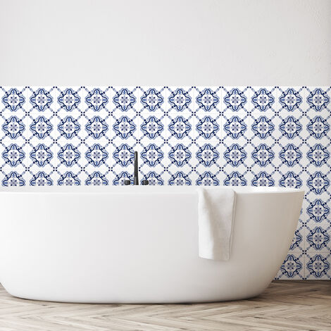 Sticker Mural Carrelage adhésif Cuisine Salle de Bain - 60 STICKERS CARREAUX DE CIMENT AZULEJOS EOLIA - 60stickers10x10cm (1/5)