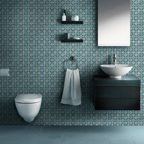 Sticker Mural Carrelage adhésif Cuisine Salle de Bain - 60 STICKERS CARRELAGES AZULEJOS DARIO - 60stickers10x10cm (1/5)