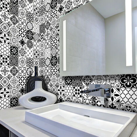 Sticker Mural Carrelage adhésif Cuisine Salle de Bain - 30 STICKERS CARRELAGES AZULEJOS SEBASTIAN - 30stickers10x10cm (1/5)