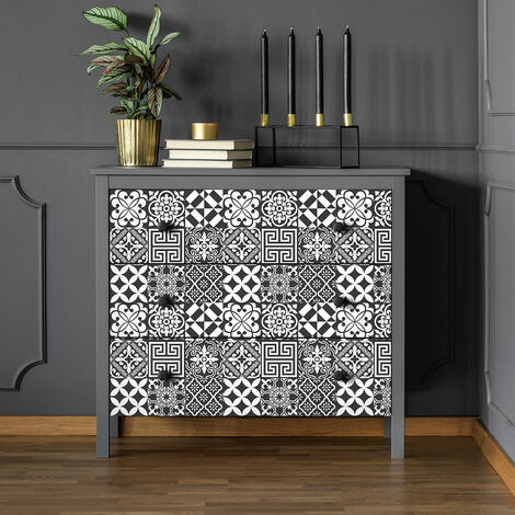 Stickers décoration Meuble - Sticker adhésif Cuisine Salon - 60 STICKERS CARRELAGES MEUBLE EVITANA - 60stickers20x20cm (1/5)