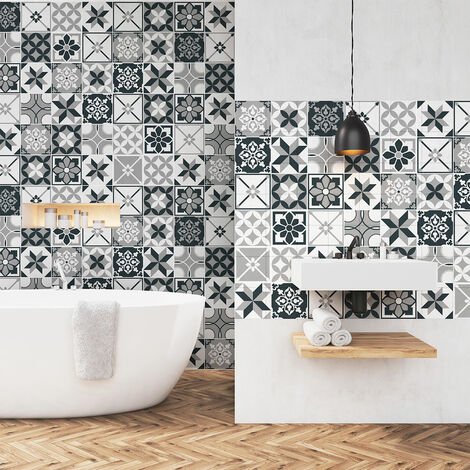 Sticker Mural Carrelage adhésif Cuisine Salle de Bain - 60 STICKERS CARREAUX DE CIMENT AZULEJOS NATY - 60stickers10x10cm