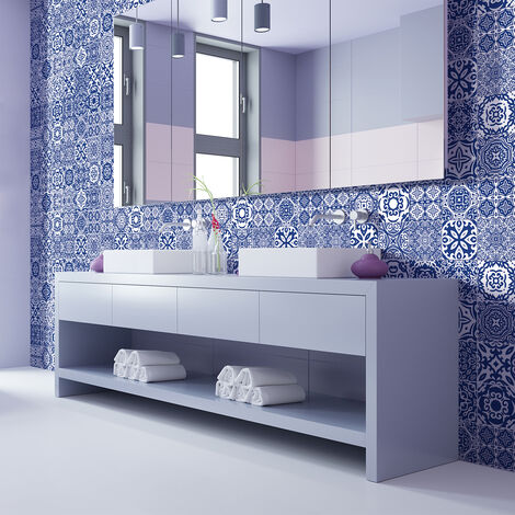 Sticker Mural Carrelage adhésif Cuisine Salle de Bain - 60 STICKERS CARRELAGES AZULEJOS BARBARA - 60stickers10x10cm (1/5)