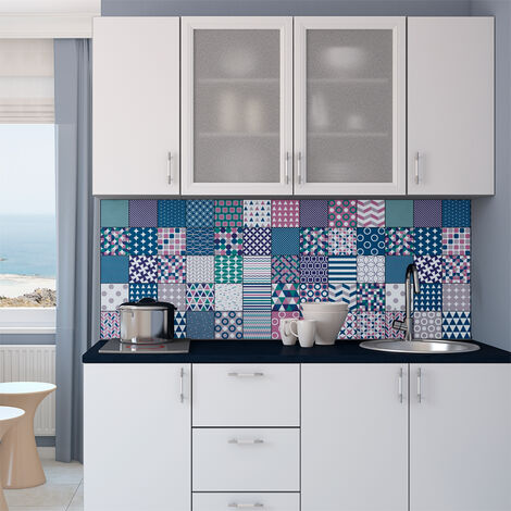Sticker Mural Carrelage adhésif Cuisine Salle de Bain - 60 STICKERS CARRELAGES SCANDINAVE RIGA - 60stickers10x10cm (1/5)