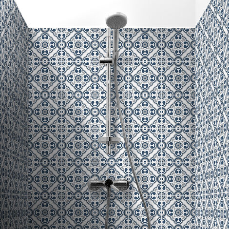 Sticker Mural Carrelage adhésif Cuisine Salle de Bain - 60 STICKERS CARRELAGES AZULEJOS MIKAELA - 60stickers10x10cm (1/5)