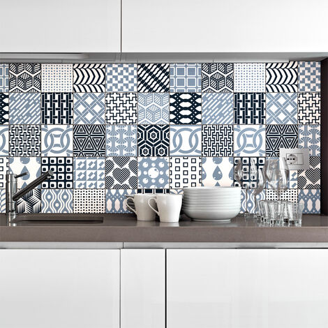 Sticker Mural Carrelage adhésif Cuisine Salle de Bain - 30 STICKERS CARRELAGES SCANDINAVE HELSINGBORG - 30stickers10x10cm (1/5)