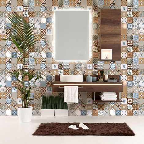 Sticker Mural Carrelage adhésif Cuisine Salle de Bain - 60 STICKERS CARRELAGES AZULEJOS MACARENA - 60stickers15x15cm (1/5)