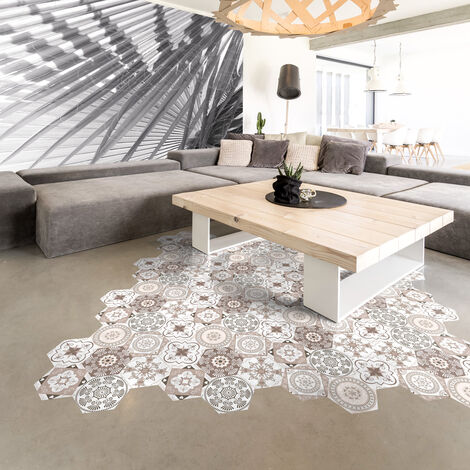 Stickers Sol Anti-dérapant avec Protection - TOMETTES SOL CORNALINA - 60x135cm-10stickershexagones30x26cm