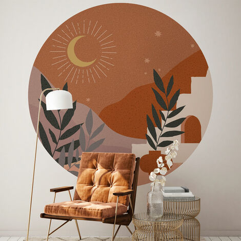 Papier peint intissé pré-encollé fresque géante – Nuit désertique abstraite ronde – 60x60cm – Écologique et lessivable (1/5)