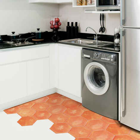 Stickers Sol Anti-dérapant avec Protection - TOMETTES TERRE CUITE SOL PROVENÇAL - 40x90cm-10stickershexagones20x18cm