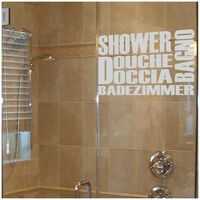 Film Fenêtre Anti Regard Occultant - DOUCHE MULTILINGUE - Stickers Autocollant Brise-Vue pour Vitre & Porte de Douche - 55x80cm