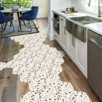 Stickers sol anti-dérapants tomettes terrazzo Carlo 40x90cm – Lot de 10 stickers hexagonaux 20x18cm – Surface résistante et étanche - 40x90cm-10stickershexagones20x18cm