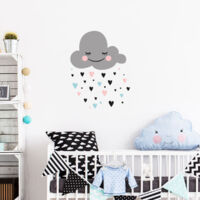 Stickers muraux Sticker Mural Autocollant - NUAGE D'AMOUR SCANDINAVE - adhésifs fond transparent - 145x110cm