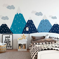 Stickers muraux enfants - Décoration chambre bébé - Autocollant Sticker mural géant enfant montagnes scandinaves TREKKA - 50x75cm