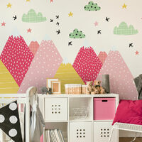 Stickers muraux enfants - Décoration chambre bébé - Autocollant Sticker mural géant enfant montagnes scandinaves CILKA - 70x105cm