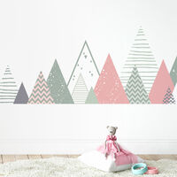 Stickers muraux enfants - Décoration chambre bébé - Autocollant Sticker mural géant enfant montagnes scandinaves MAEKA - 90x155cm