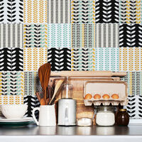 Sticker Mural Carrelage adhésif Cuisine Salle de Bain - 30 STICKERS CARREAUX DE CIMENT SCANDINAVE MARKETTA - 30stickers10x10cm
