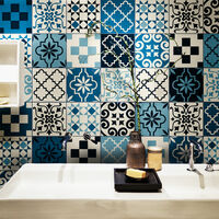 Sticker Mural Carrelage adhésif Cuisine Salle de Bain - 60 STICKERS CARRELAGES AZULEJOS CATALINERA - 60stickers10x10cm