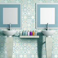 Sticker Mural Carrelage adhésif Cuisine Salle de Bain - 60 STICKERS CARRELAGES AZULEJOS CARMELINO - 60stickers10x10cm