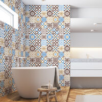 Sticker Mural Carrelage adhésif Cuisine Salle de Bain - 60 STICKERS CARRELAGES AZULEJOS ROSETA - 60stickers10x10cm