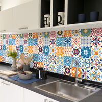 Sticker Mural Carrelage adhésif Cuisine Salle de Bain - 60 STICKERS CARRELAGES AZULEJOS LEOPOLDO - 60stickers10x10cm
