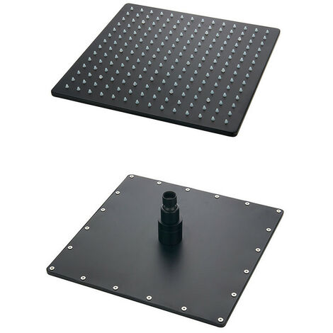 Soffione Doccia Led, 40cm Doccia Soffione Quadrato Controllo Della Temperatura, Soffione Doccia Nero Con Braccio Doccia, Bagno Doccia 3 Colore Cambiando Flusso D'Acqua Alimentato, Acciaio Inossidabile