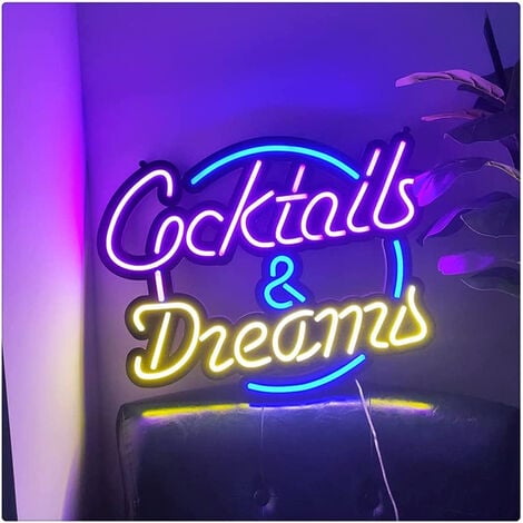 Insegne Al Neon Cocktails & Dreams Insegne Luminose Led Decorazione Murale  Per Feste Natale Compleanni, Luci