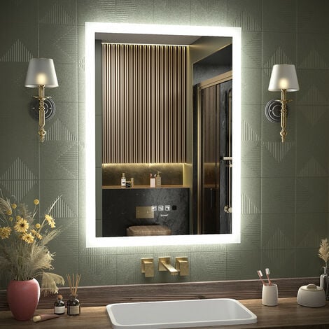 Miroir Lumineux Rectangulaire 60x75cm de Salle de Bain noir