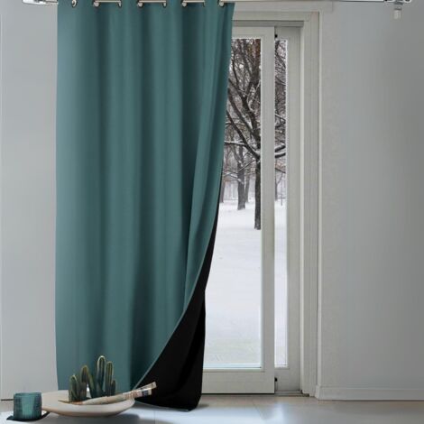 Rideau thermique aspect velours "Galena" - 140x260cm - Bleu canard (1/3)