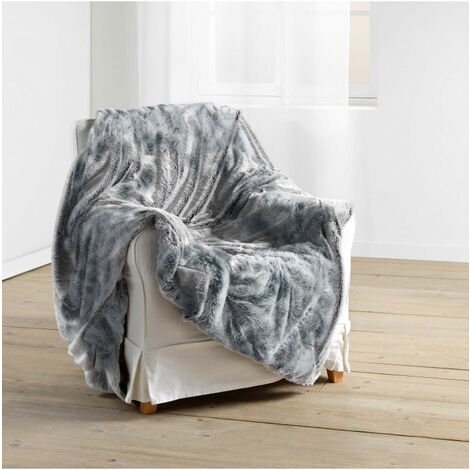 Douceur D'Intérieur – Plaid imitation fourrure 180x220cm – 100% polyester doux – Lavable en machine à 30°C – Parfait pour cocooning