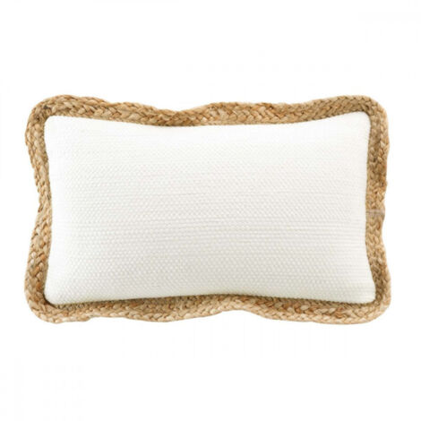 Coussin déhousssable passepoil 30 x 50 cm polycoton +jute Akina Naturel